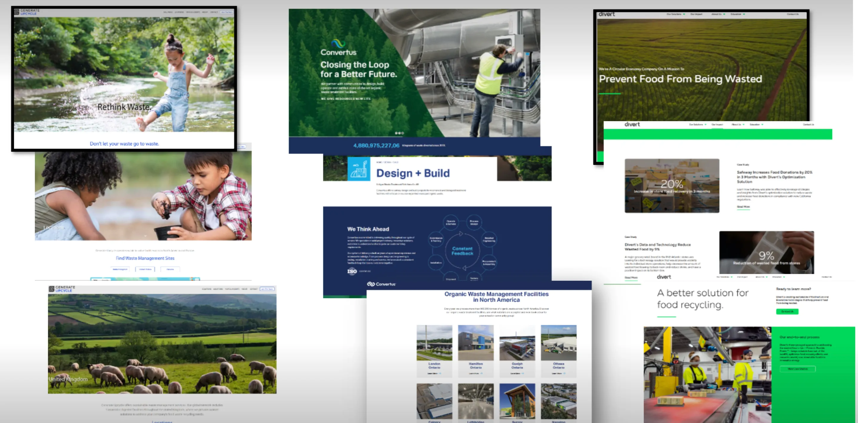 Competitor and peer website research collected for the Generate Upcycle redesign